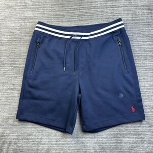 Polo Ralph Lauren Shorts Mens Large Blue Pony Tech Double Knit Fleece Mesh USA